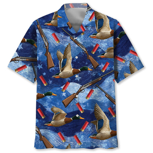 Blue Duck Hunting Hawaiian Shirt