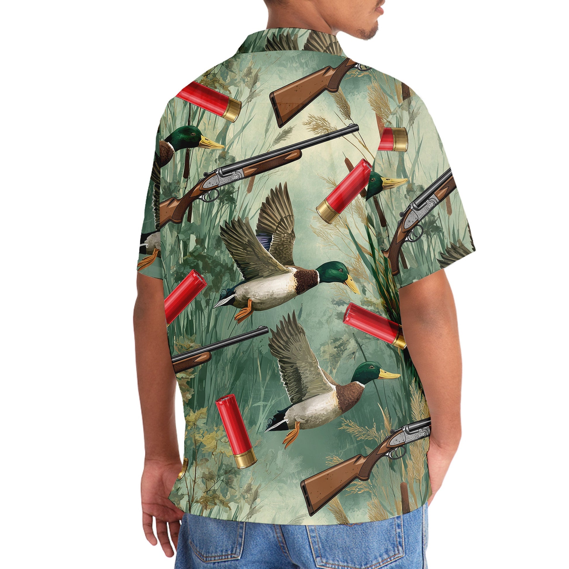 Green Duck Hunting Hawaiian Shirt