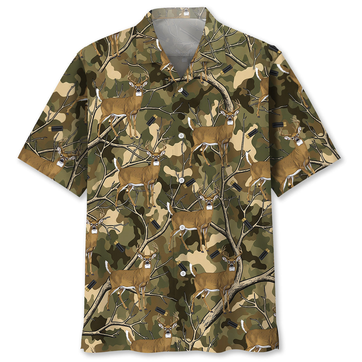 Camouflage White-tailed Deer Hunting Hawaiian Shirt