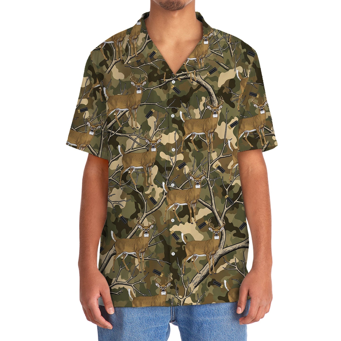 Camouflage White-tailed Deer Hunting Hawaiian Shirt