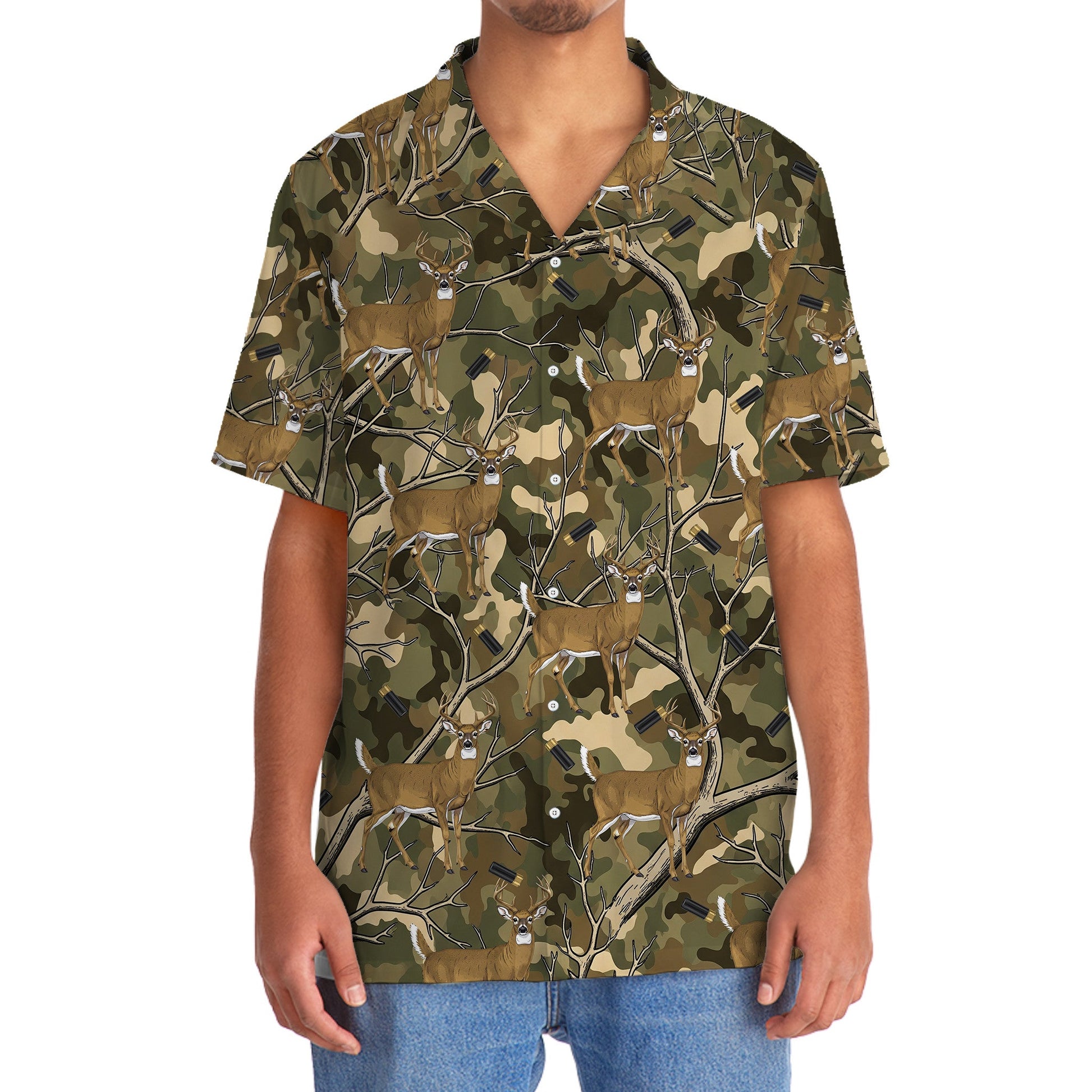 Camouflage White-tailed Deer Hunting Hawaiian Shirt