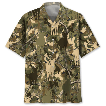 Camouflage Deer Hunting Hawaiian Shirt