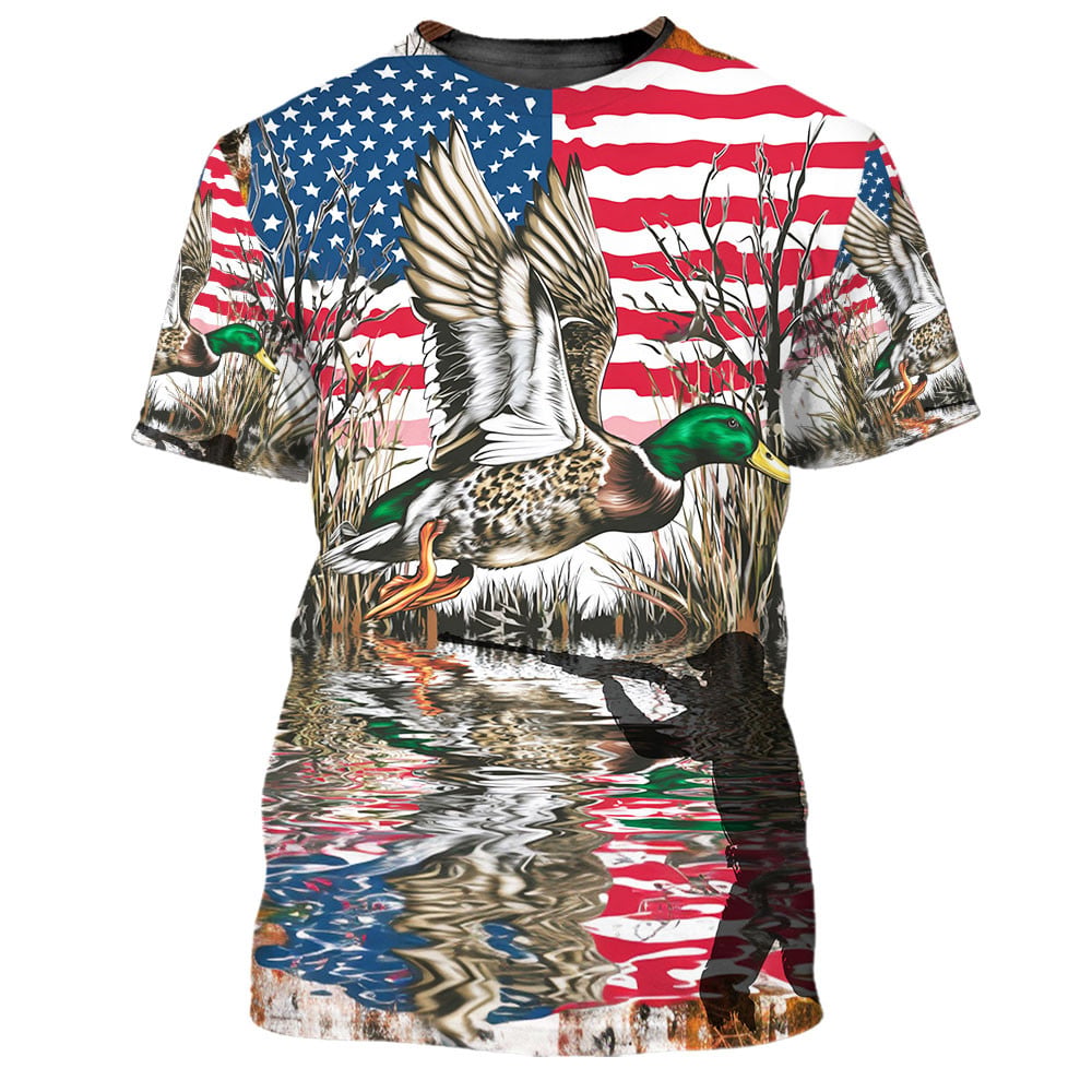 America Mallard Duck Hunting Camo All Over Print Shirt