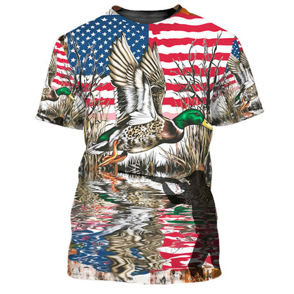America Mallard Duck Hunting Camo All Over Print Shirt