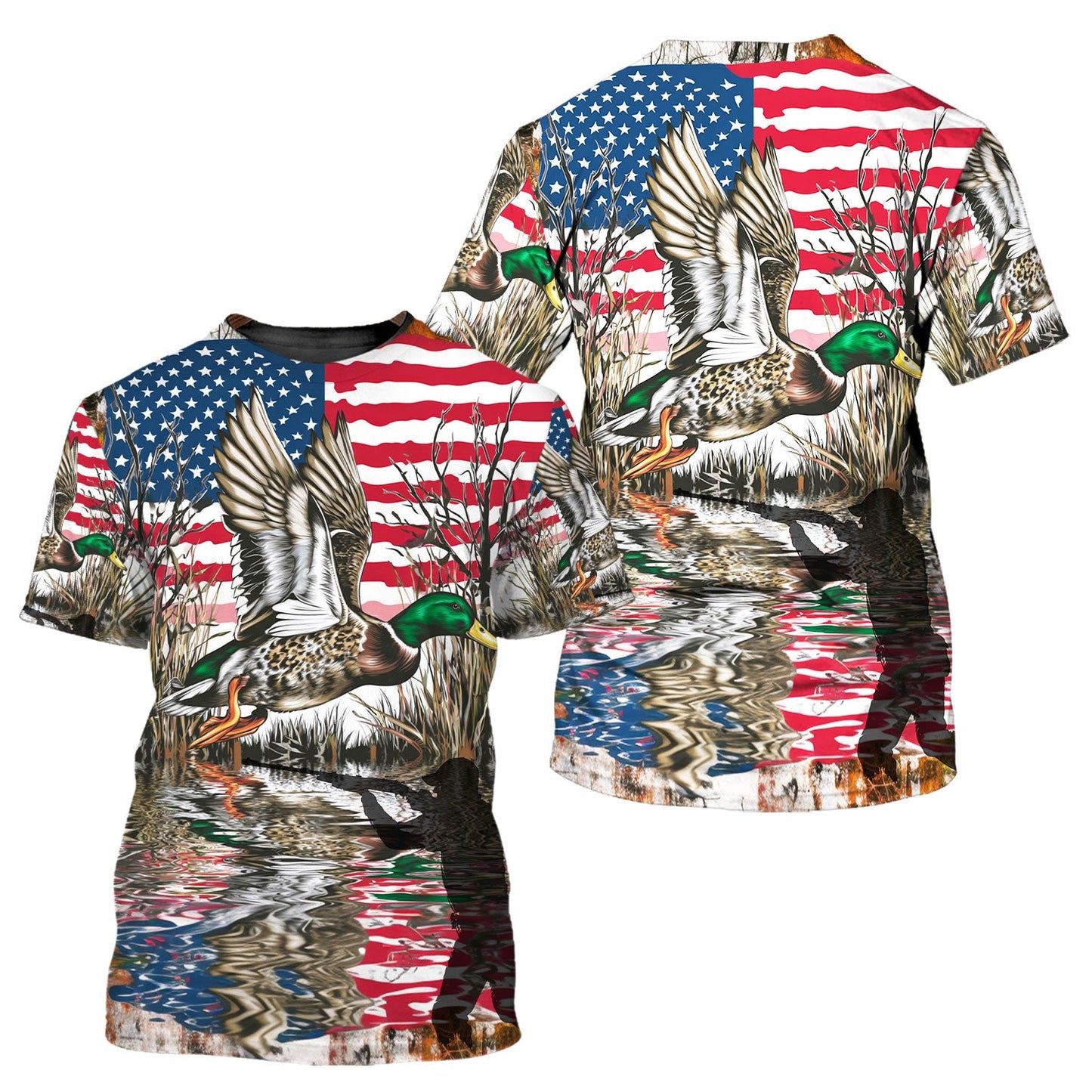 America Mallard Duck Hunting Camo All Over Print Shirt
