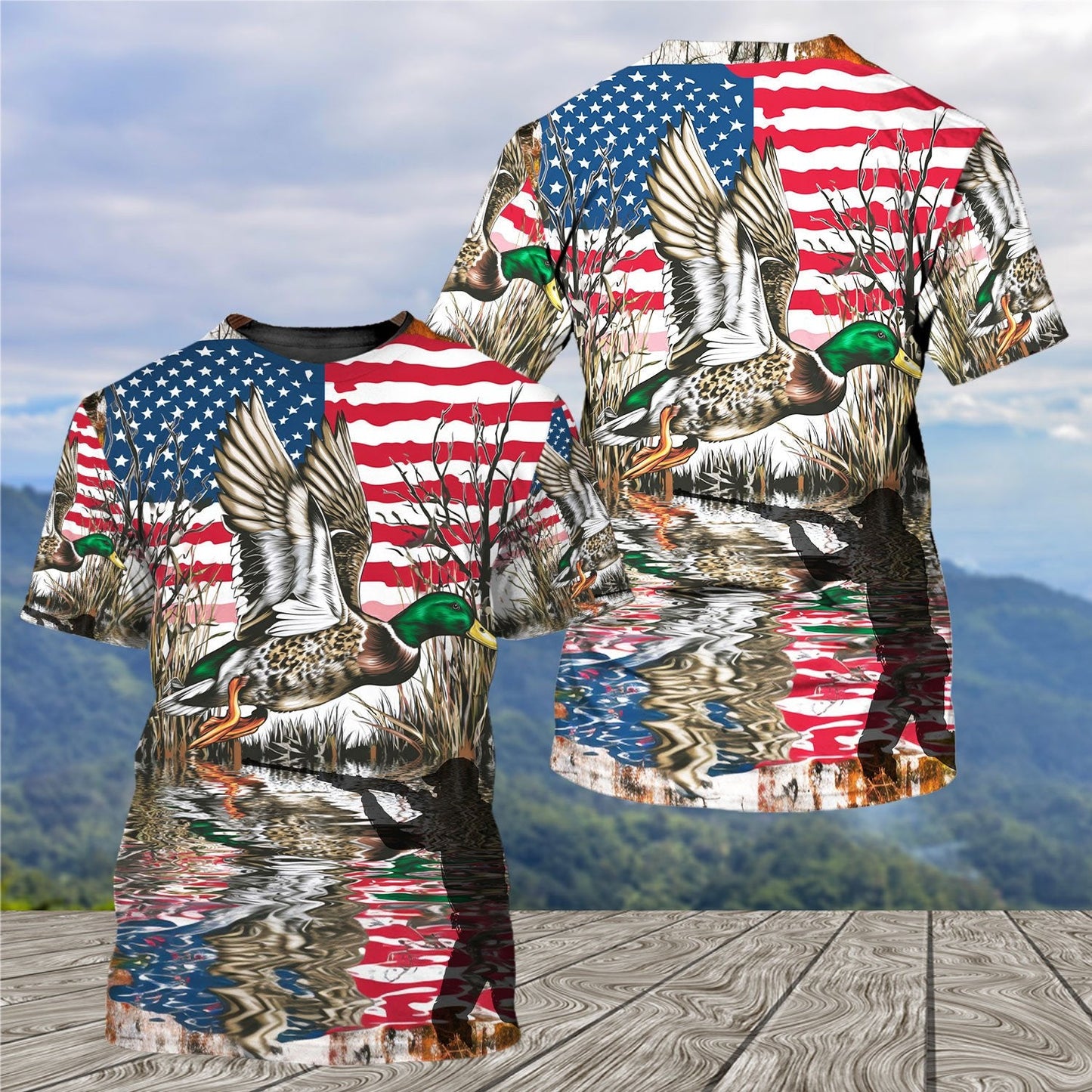 America Mallard Duck Hunting Camo All Over Print Shirt
