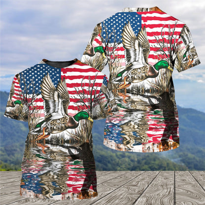 America Mallard Duck Hunting Camo All Over Print Shirt