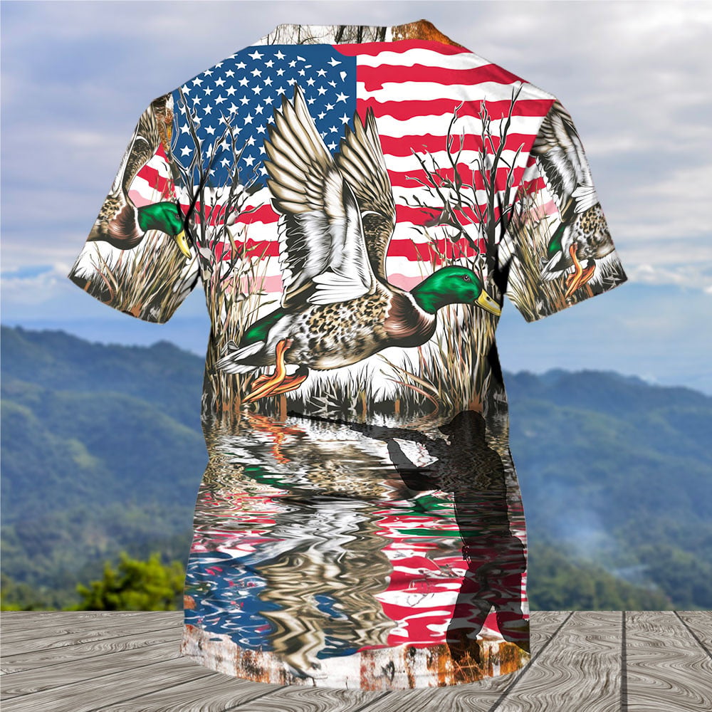 America Mallard Duck Hunting Camo All Over Print Shirt