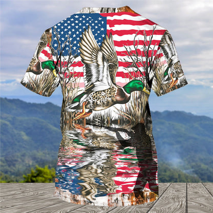 America Mallard Duck Hunting Camo All Over Print Shirt