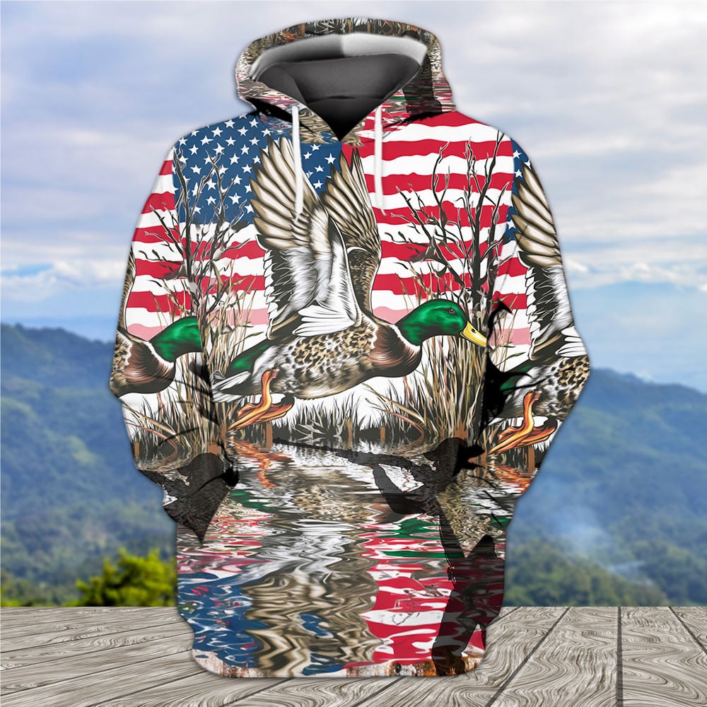 America Mallard Duck Hunting Camo All Over Print Shirt