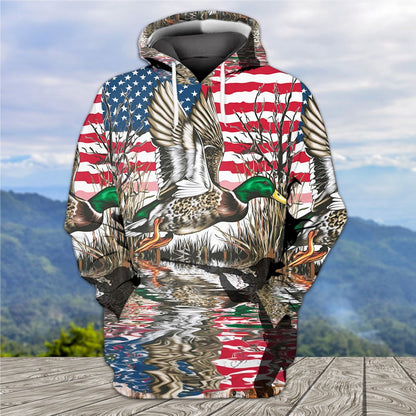 America Mallard Duck Hunting Camo All Over Print Shirt