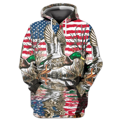 America Mallard Duck Hunting Camo All Over Print Shirt
