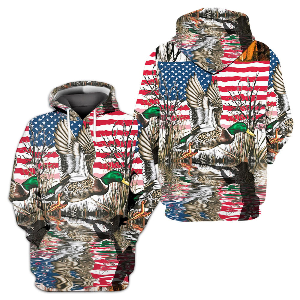 America Mallard Duck Hunting Camo All Over Print Shirt