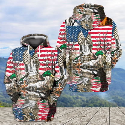 America Mallard Duck Hunting Camo All Over Print Shirt