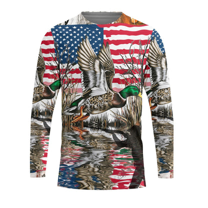 America Mallard Duck Hunting Camo All Over Print Shirt