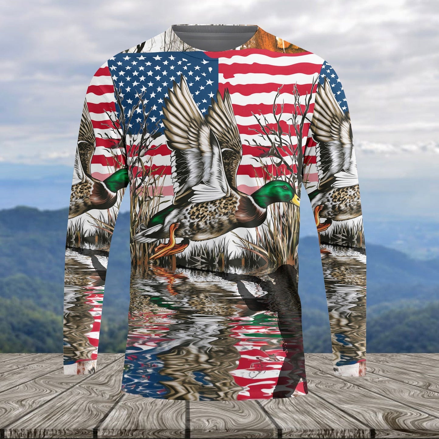 America Mallard Duck Hunting Camo All Over Print Shirt