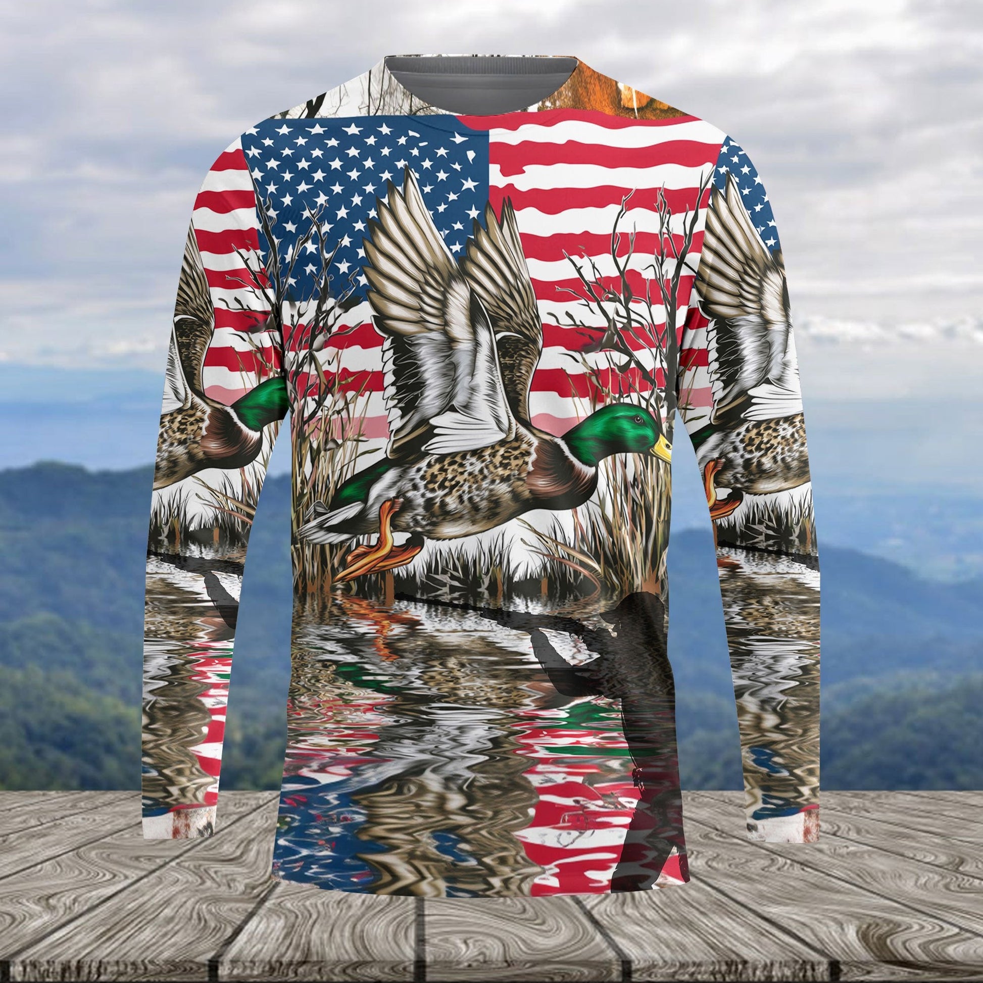 America Mallard Duck Hunting Camo All Over Print Shirt