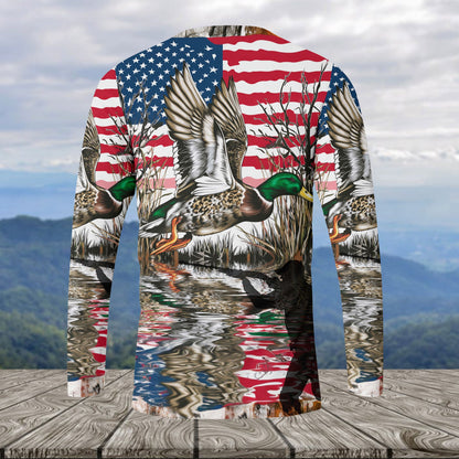 America Mallard Duck Hunting Camo All Over Print Shirt