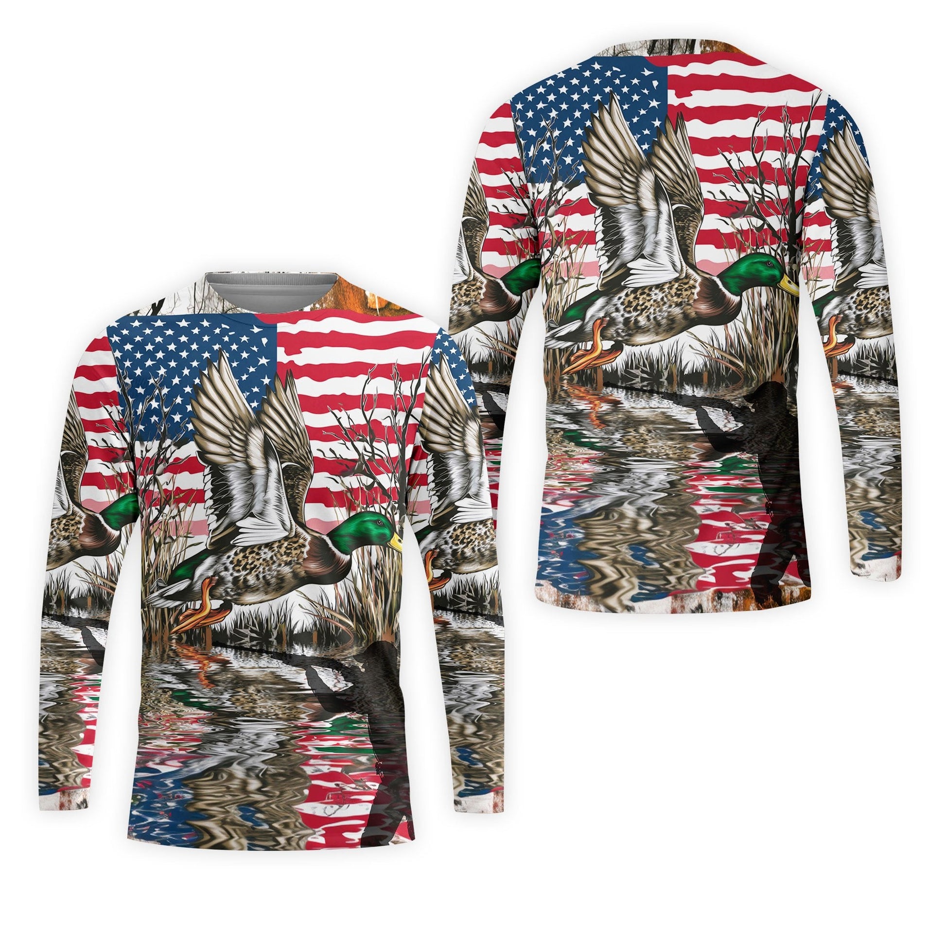 America Mallard Duck Hunting Camo All Over Print Shirt