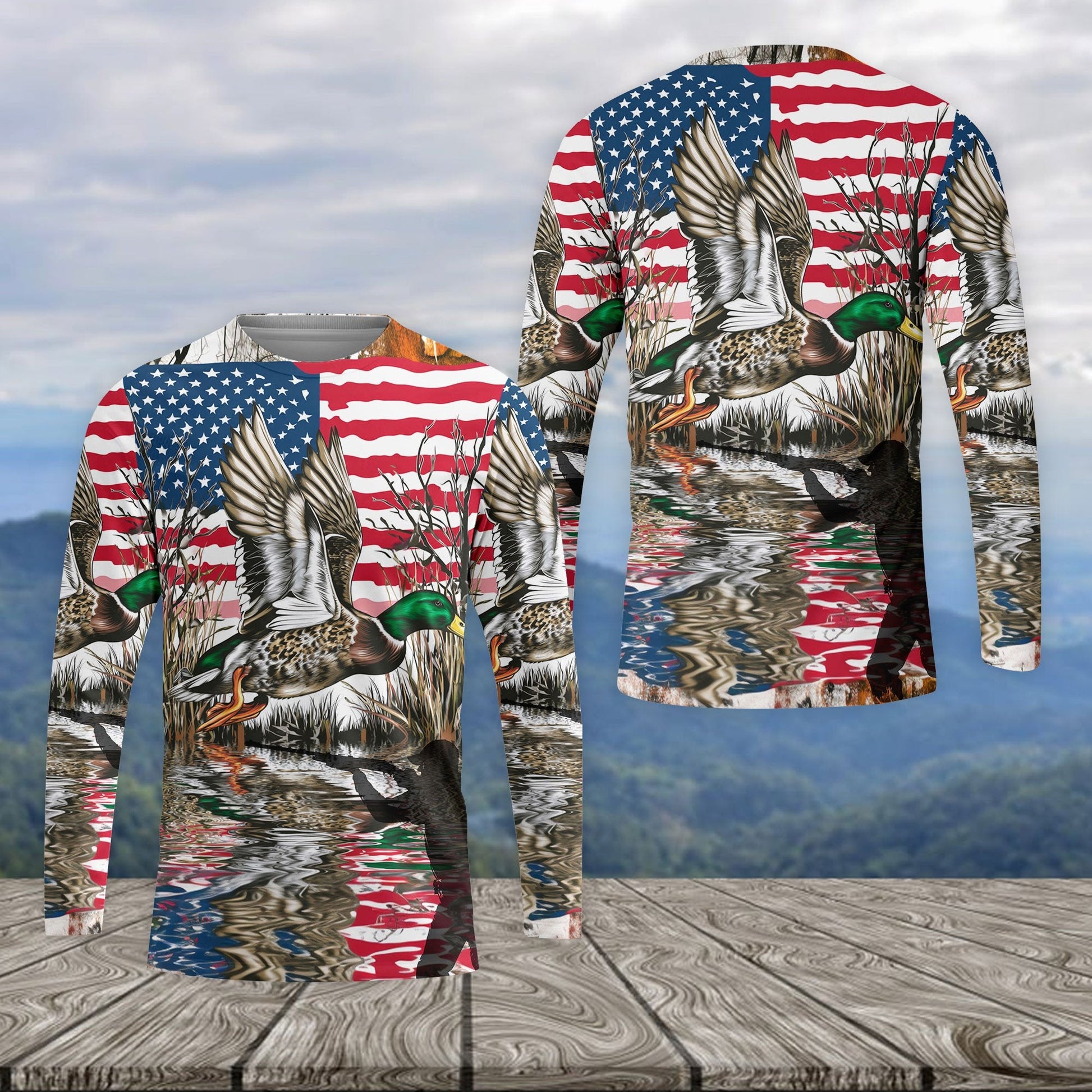 America Mallard Duck Hunting Camo All Over Print Shirt