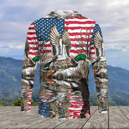 America Mallard Duck Hunting Camo All Over Print Shirt