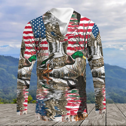 America Mallard Duck Hunting Camo All Over Print Shirt