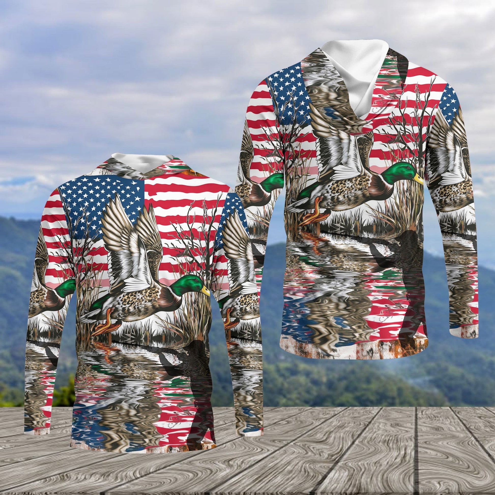 America Mallard Duck Hunting Camo All Over Print Shirt