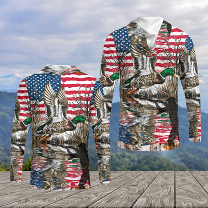 America Mallard Duck Hunting Camo All Over Print Shirt