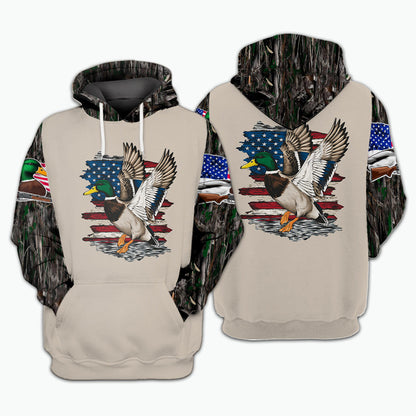 Vintage Mallard Duck Hunting Camo All Over Print Shirt