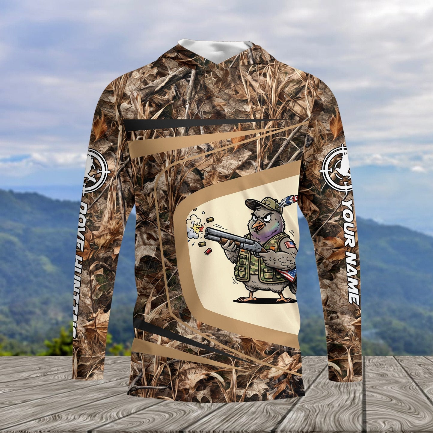 Custom Name Funny Dove Field Camo Art All Over Print Shirt