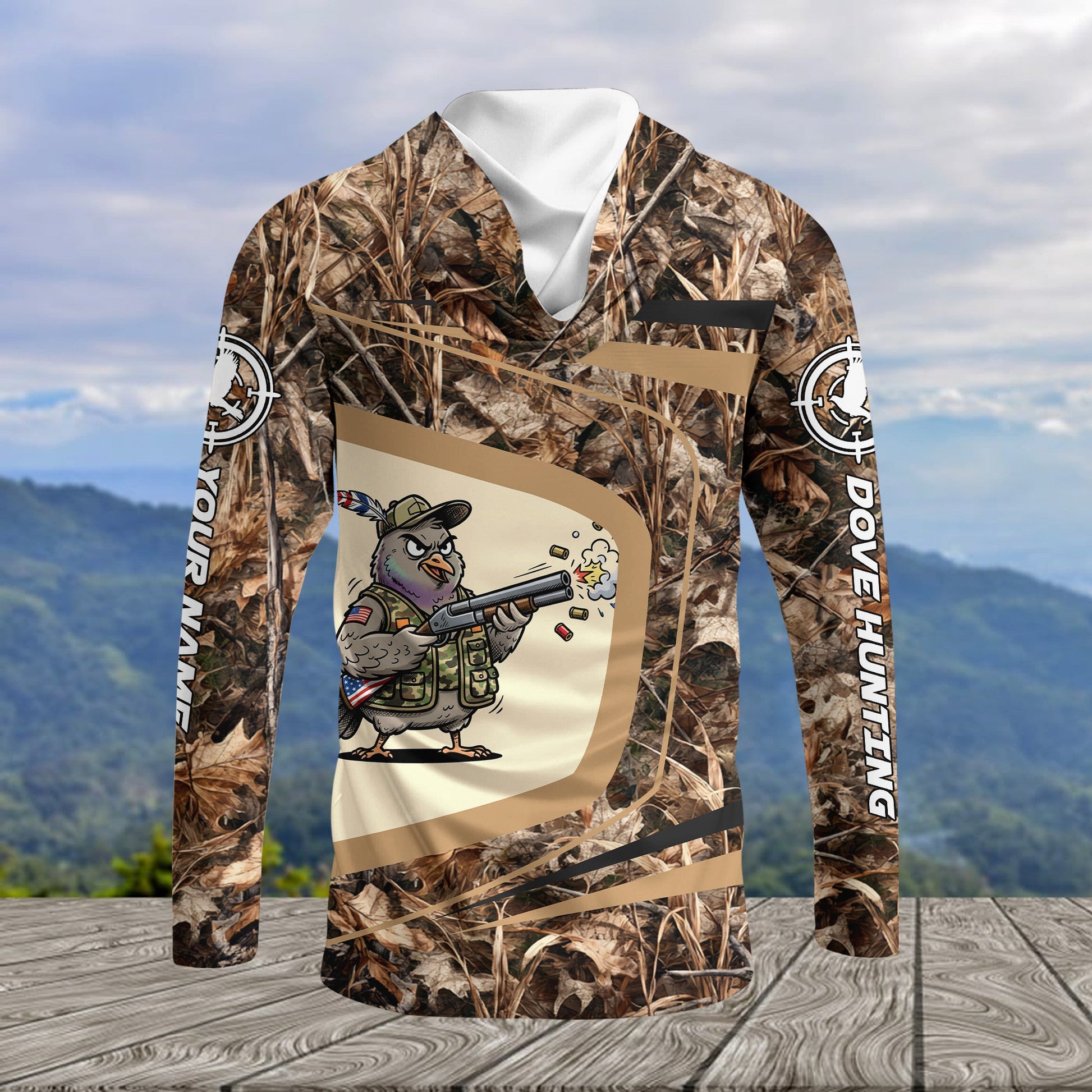 Custom Name Funny Dove Field Camo Art All Over Print Shirt