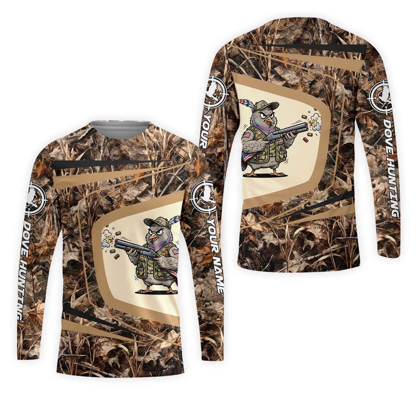 Custom Name Funny Dove Field Camo Art All Over Print Shirt