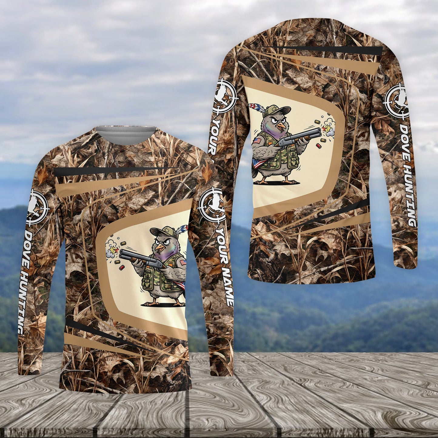 Custom Name Funny Dove Field Camo Art All Over Print Shirt