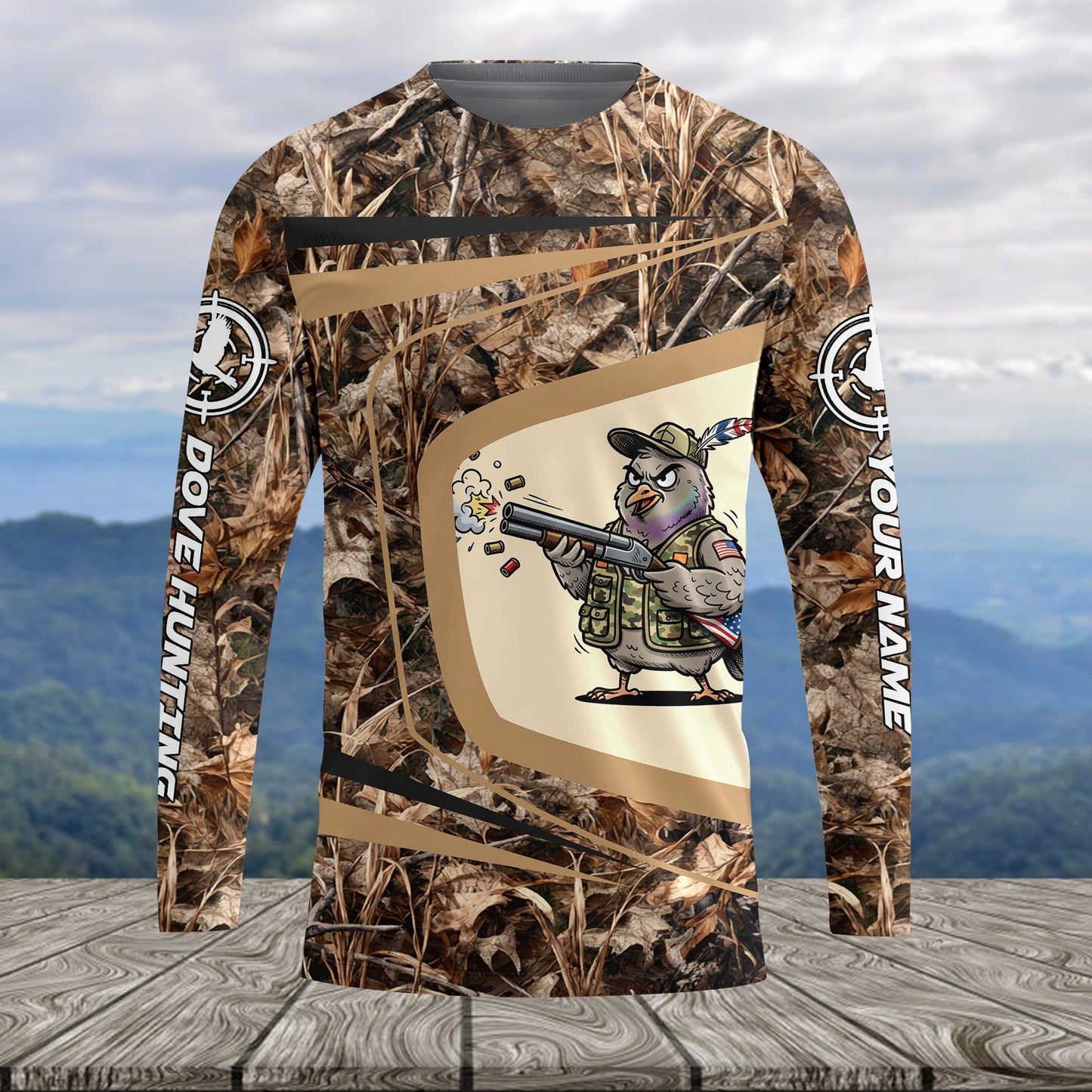 Custom Name Funny Dove Field Camo Art All Over Print Shirt