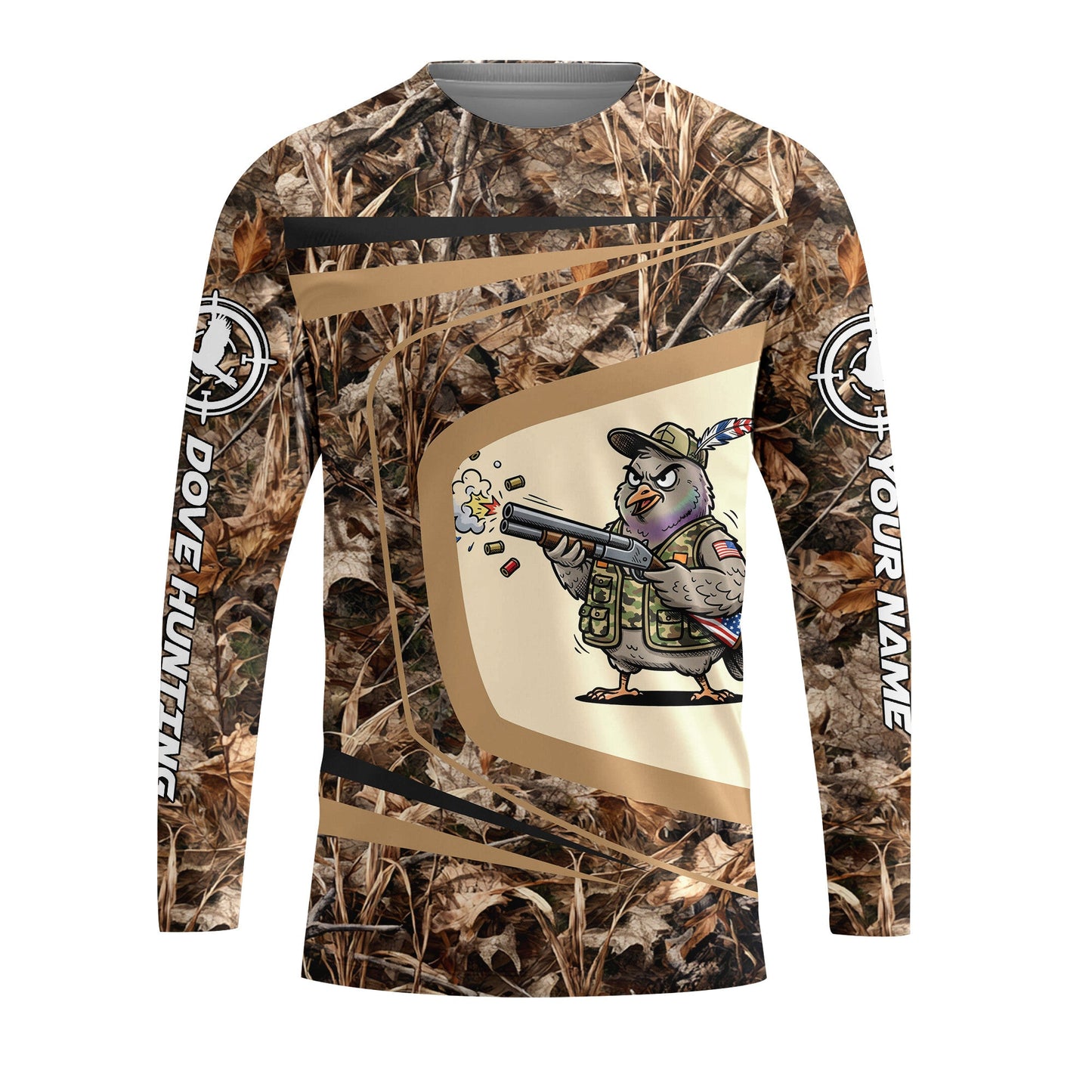 Custom Name Funny Dove Field Camo Art All Over Print Shirt