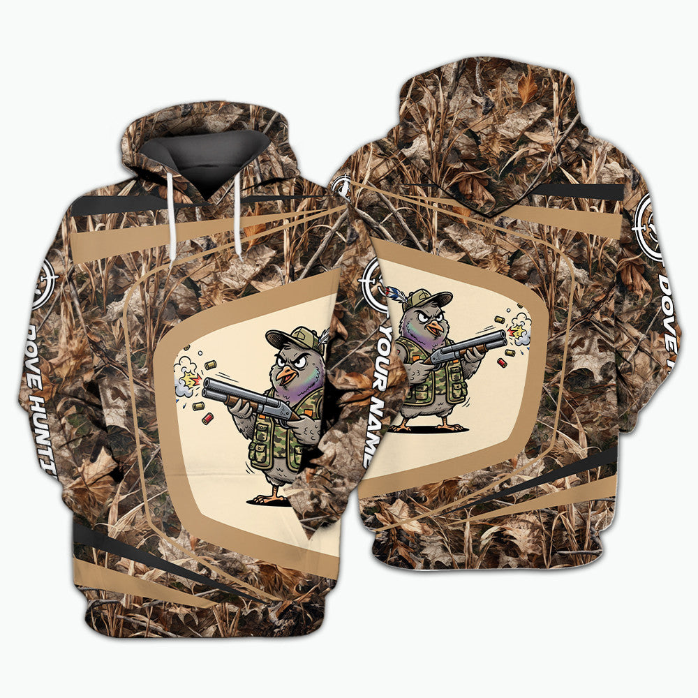 Custom Name Funny Dove Field Camo Art All Over Print Shirt