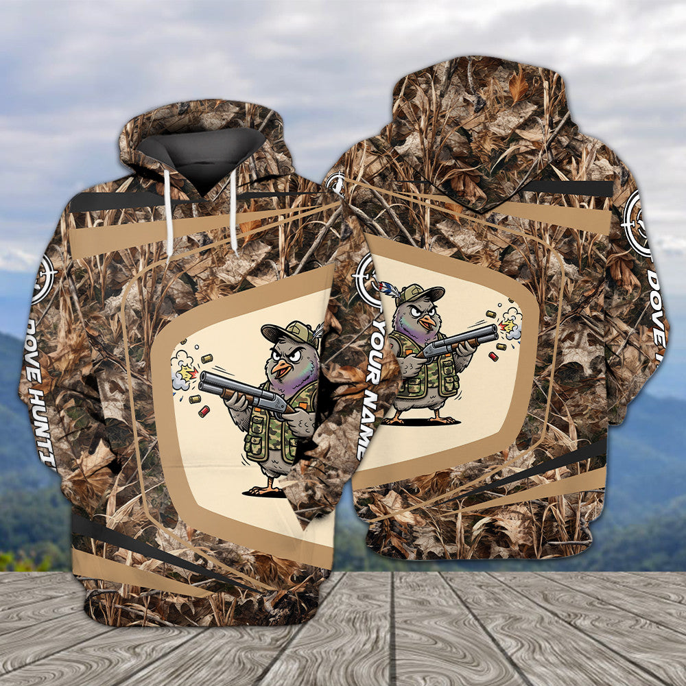 Custom Name Funny Dove Field Camo Art All Over Print Shirt