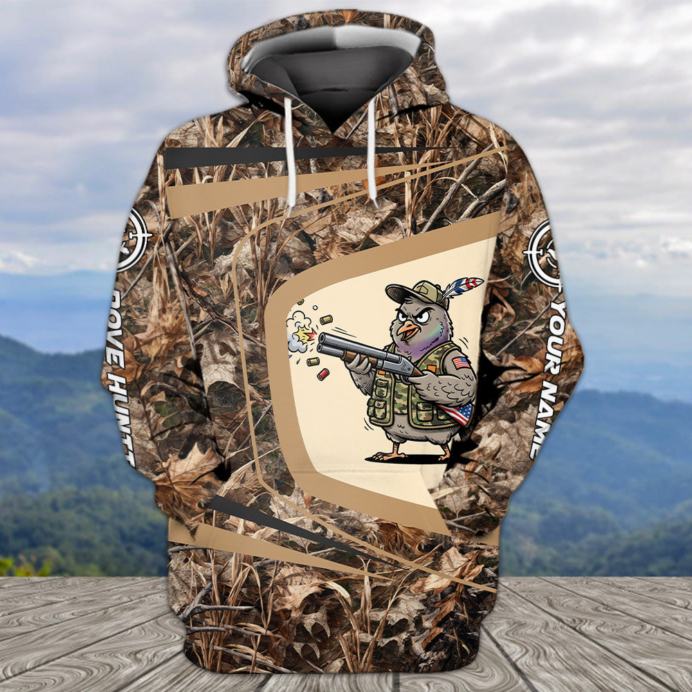 Custom Name Funny Dove Field Camo Art All Over Print Shirt