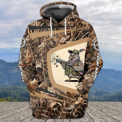 Custom Name Funny Dove Field Camo Art All Over Print Shirt