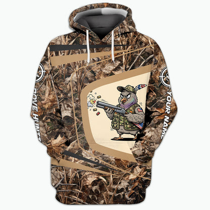 Custom Name Funny Dove Field Camo Art All Over Print Shirt
