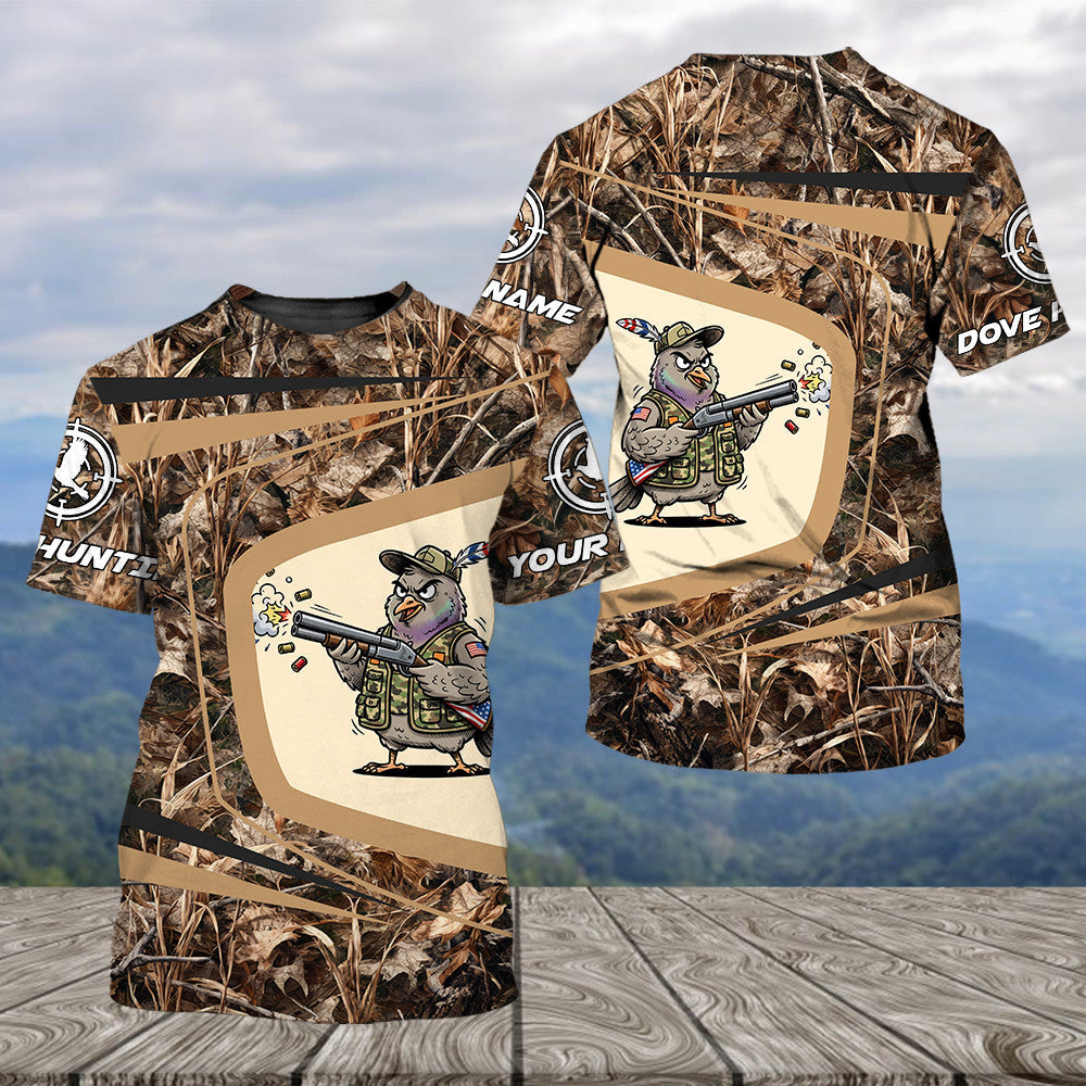 Custom Name Funny Dove Field Camo Art All Over Print Shirt