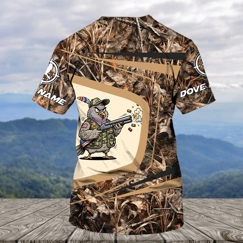 Custom Name Funny Dove Field Camo Art All Over Print Shirt