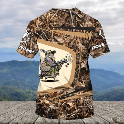 Custom Name Funny Dove Field Camo Art All Over Print Shirt