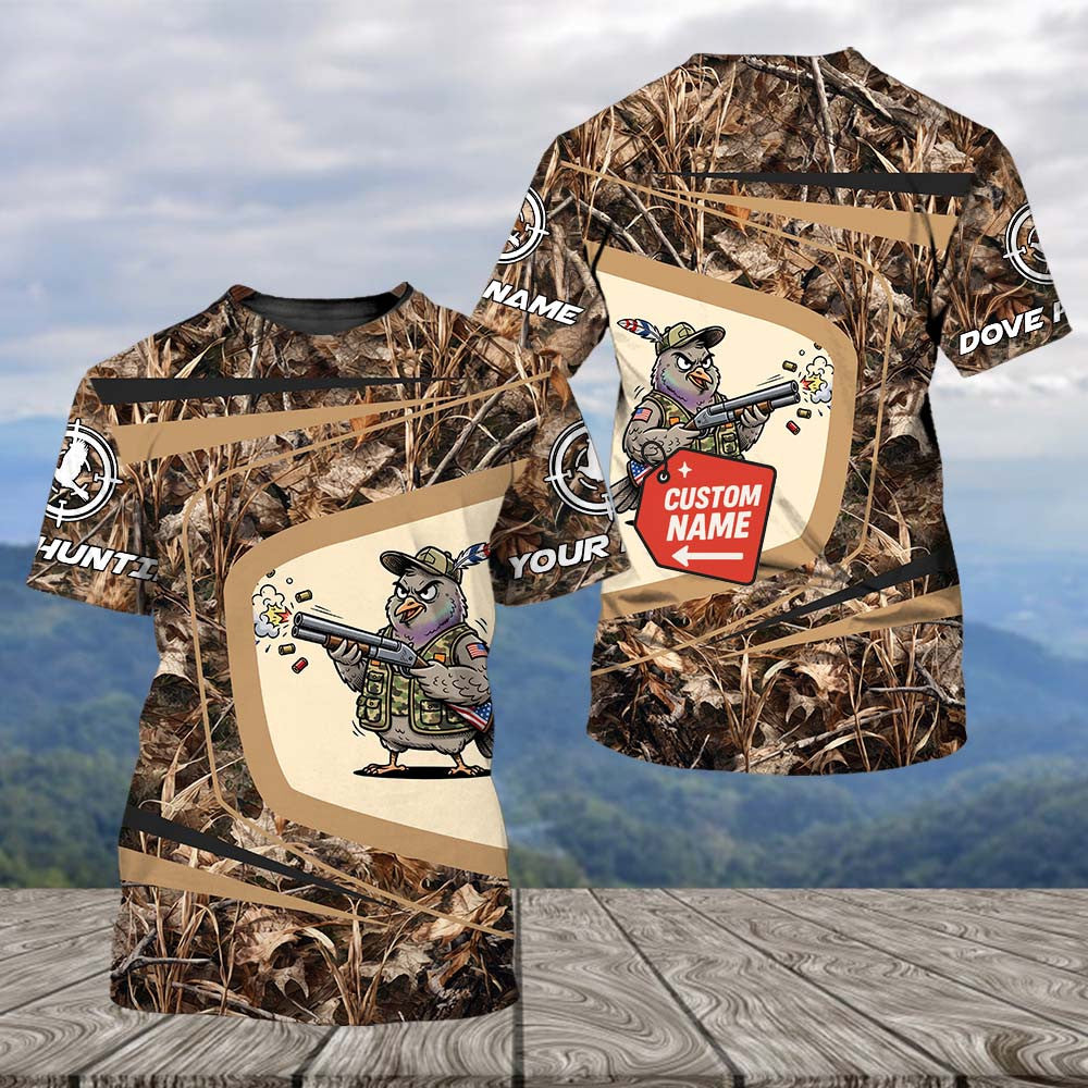 Custom Name Funny Dove Field Camo Art All Over Print Shirt