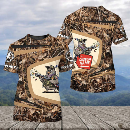 Custom Name Funny Dove Field Camo Art All Over Print Shirt
