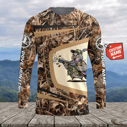 Custom Name Funny Dove Field Camo Art All Over Print Shirt