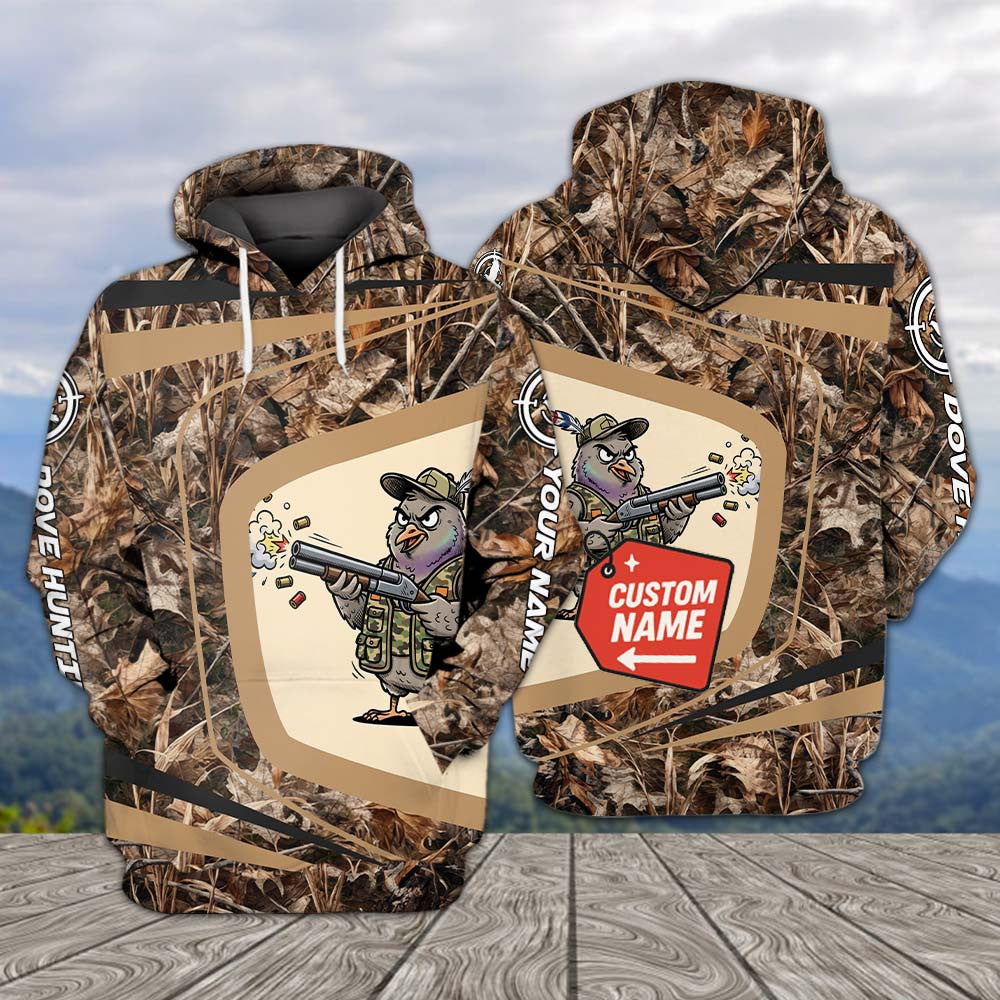 Custom Name Funny Dove Field Camo Art All Over Print Shirt