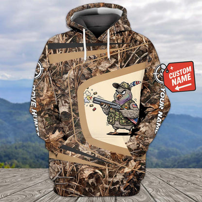 Custom Name Funny Dove Field Camo Art All Over Print Shirt