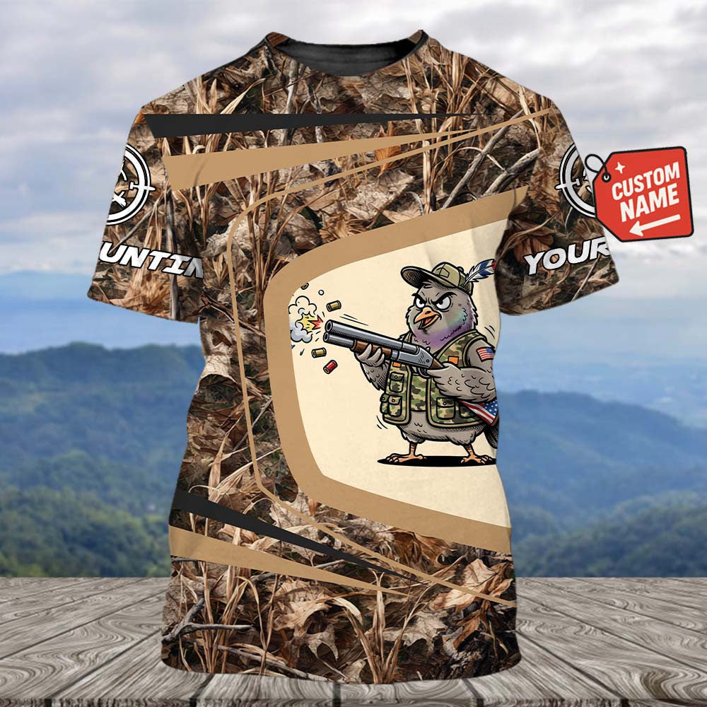 Custom Name Funny Dove Field Camo Art All Over Print Shirt