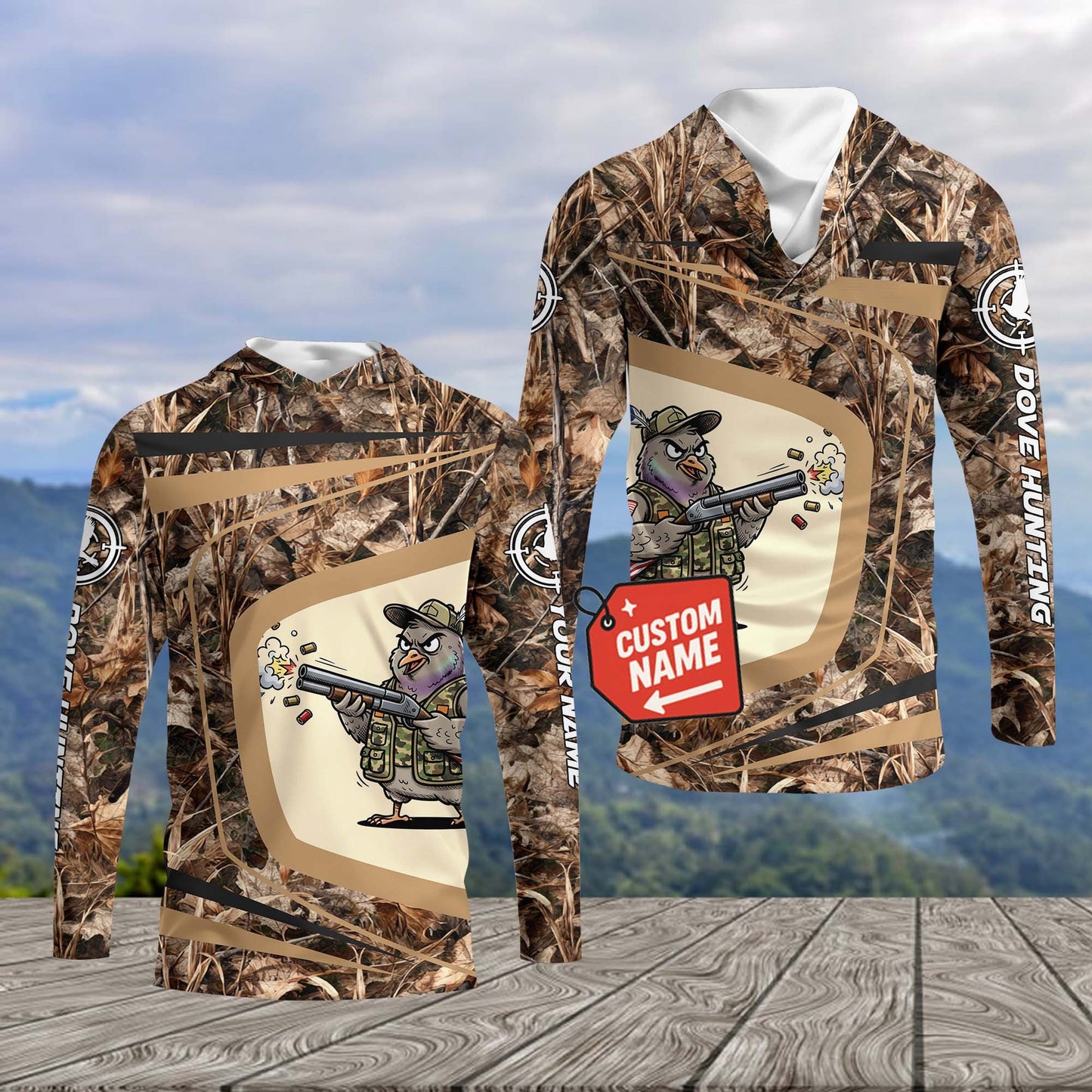 Custom Name Funny Dove Field Camo Art All Over Print Shirt